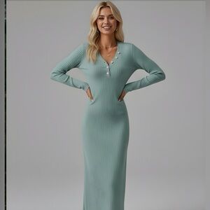 Ribbed Knit Midi  Dress